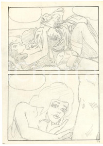 Stampa, bozzetto originale 1970 Fumetto erotico LANDO a letto Tavola originale a matita su lucido LUBE 1 Stampa, bozzetto originale 1970 Fumetto erotico LANDO a letto Tavola originale a matita su lucido LUBE 1