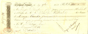 Oggetto da collezione cartaceo 1823 CLERMONTFERRAND F SociÃ©tÃ© Jacques CHAROLOIS Cambiale pubblicitaria 1