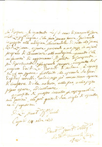 Documento originale, autentico 1837 CARPI MO Lettera Vincenzo Luigi ROSSI a Vincenzo ZUCCOLI Autografo 1