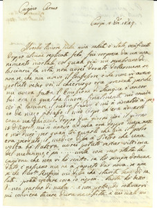 Documento originale, autentico 1839 CARPI MO Maria Laura ZUCCOLI CORRADI presa da svenimento mortale 1