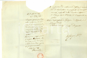 Documento originale, autentico 1849 MILANO Ordine prospetto dei diurnisti carcerari Prefilatelica con sigillo 1