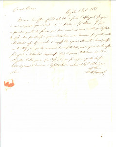 Manoscritto, lettera originale 1855 PERGOLA PU NATALUCCI é ormai fuori di sé Autografo Marcantonio GUAZZUGLI 1