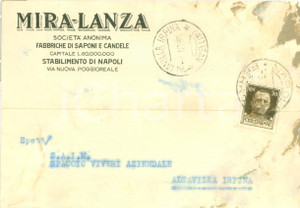 Cartolina originale da collezione 1935 NAPOLI Fabbriche saponi candele MIRALANZA Cartolina GRAVEMENTE DANNEGGIATA 1