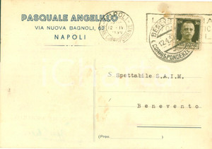 Cartolina originale da collezione 1937 NAPOLI Pasquale ANGELILLO zolfo molinato Cartolina commerciale FG VG 1