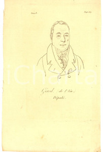 Stampa, bozzetto originale 1822 PARIS Baron Louis Gaspard Amédée GIROD DE L AIN Député Gravure 1