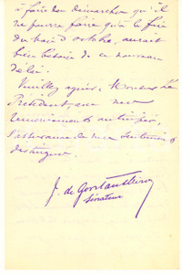 Autografo originale 1907 PARIS Sénateur Joseph de GONTAUTBIRON pour un jeune ami AUTOGRAPHE 1