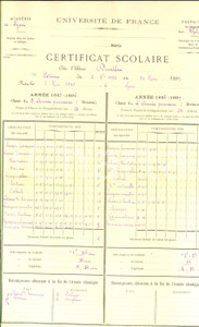Oggetto da collezione cartaceo 1897 ACADEMIE DE LYON F Pagella dell alunna Alice DUNIERE 25x38 cm 1