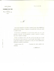 Documento originale, autentico 1860 PARIS Titres Chemin de fer ligne SARAGOSSEPAMPELUNE Lettre 1