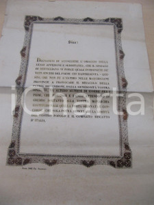 Documento originale, autentico 1863 SERVIGLIANO FM Al Re per il riscatto e l UNITA  D ITALIA Manifesto 1