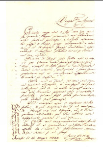 Manoscritto, lettera originale 1844 VERCELLI Diacono FACCIO senza denaro per gli esercizi spirituali 1