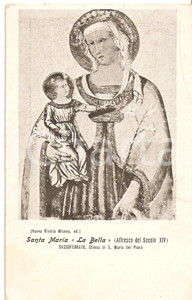 Cartolina originale da collezione 1900 ca SASSOFERRATO AN Affresco S. MARIA LA BELLA Chiesa S.Maria del Piano 1