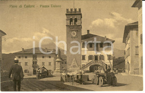 Cartolina originale da collezione 1912 PIEVE DI CADORE BL Piazza Tiziano con bancarelle Cartolina FP NV 1