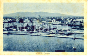Cartolina originale da collezione 1930 ca LIVORNO Scorcio panoramico del porto Cartolina FP NV 1