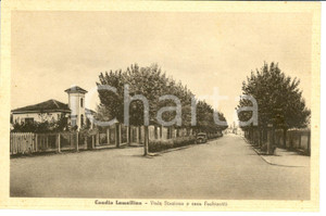 Cartolina originale da collezione 1930 ca CANDIA LOMELLINA PV Veduta Viale Stazione e casa FACHINOTTI FP NV 1