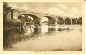 Cartolina originale da collezione 1940 ca CARIGNANO TO Veduta del ponte sul PO Cartolina FP NV 1