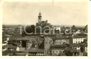Cartolina originale da collezione 1942 CHIERI TO Scorcio panoramico con Chiesa S. GIORGIO Cartolina FP VG 1