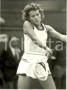 Fotografia d epoca originale 1980 WIMBLEDON UK Tennis Evonne CAWLEY in action vs Hana MANDLIKOVA Photograph 1