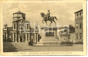 Cartolina originale da collezione 1939 CARPI MO Monumento a Generale Manfredo FANTI di Cesare ZOCCHI FP VG 1