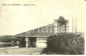 Cartolina originale da collezione 1917 PIACENZA Veduta panoramica del ponte sul PO Cartolina FP VG 1