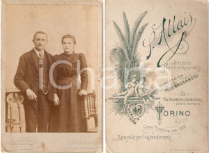 Fotografia d epoca originale 1890 ca TORINO Ritratto coppia di sposi Fotografia ALLAIS Tito BASSANESI 1