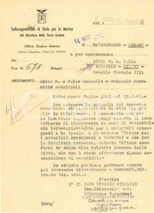 Documento originale, autentico 1945 MILANO RSI Ditta REDAELLI chiude pratiche per forniture MARINA Documento 1