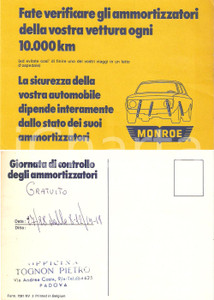 Cartolina originale da collezione 1970 ca PADOVA Officina Pietro TOGNON Ammortizzatori MONROE Cartolina FG NV 1