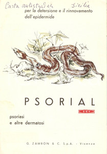 Materiale pubblicitario d’epoca 1955 VICENZA Gaetano ZAMBON Prodotto ZEF Farmaco PSORIAL Pieghevole ILLUSTRATO 1