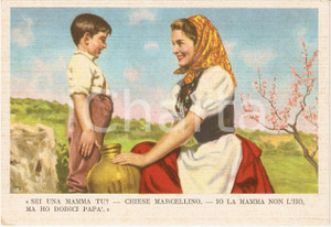 Cartolina originale da collezione 1955 ca MARCELLINO PANE E VINO Ill. Dario Gobbi MARCELLINO non ha la mamma FG NV 1