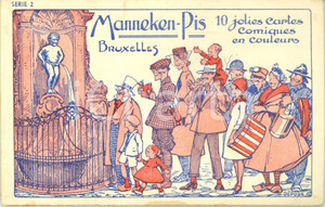 Cartolina originale da collezione 1945 ca BRUXELLES MannekenPis Serie 2 Raccolta 10 cartoline ILLUSTRATE a colori 1