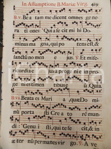 Libro, pubblicazione d epoca 1700 ca ANTIFONARIO ROMANO Pagina canti rosso e nero ASSUNZIONE Vergine MARIA 1