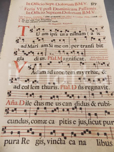 Libro, pubblicazione d epoca 1700 ca ANTIFONARIO ROMANO Pagina canti in rosso e in nero SETTE DOLORI B.M.V. 1