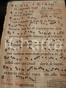 Libro, pubblicazione d epoca 1700 ca ANTIFONARIO ROMANO Pagina canti in rosso e nero PENTECOSTE 1