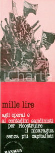 Materiale pubblicitario d’epoca 1980 LEGA SOCIALISTA RIVOLUZIONARIA Mille lire sandinisti in NICARAGUA 1