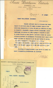 Manoscritto, lettera originale 1923 PORTO MAURIZIO IM SocietÃ  distribuzioni elettriche ZAMBELLINI Lettera 1