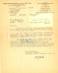 Manoscritto, lettera originale 1947 MELBOURNE AUSTRALIA Import  export lana per ITALIA Ã¨ sotto controllo 1