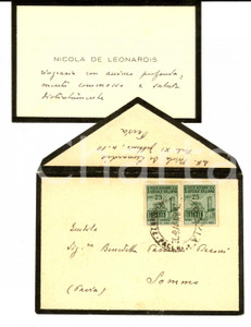 Autografo originale 1944 RSI PAVIA Biglietto Nicola DE LEONARDIS Provveditore agli Studi AUTOGRAFO 1