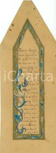 Oggetto da collezione cartaceo 1900 ca FRANCIA Preghiera Angelo Custode Segnalibro manoscritto DECORATO 1