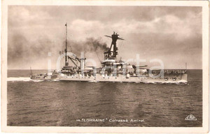 Cartolina originale da collezione 1945 ca MARINA MILITARE FRANCESE CuirassÃ© amiral LORRAINE Corazzata Cartolina 1
