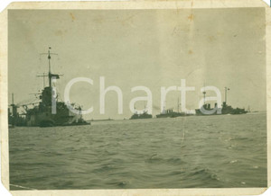 Fotografia d epoca originale 1910 ca BRINDISI R.N. Enrico DANDOLO a sbarramento del porto R.N. SAN GIORGIO 1