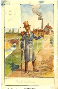 Stampa, bozzetto originale 1946 TAROCCHI Carta divinatoria originale olio su carta ENRICO SACCHI Re fiori 1