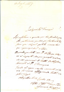 Documento originale, autentico 1857 ATRIPALDA AV Nuova cristalliera per la baronessa Anna BELLI 1