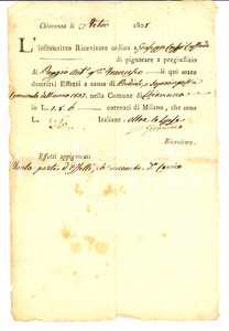 Documento originale, autentico 1808 CHIAVENNA SO Pignoramento beni del debitore Antonio PAGGIO 1