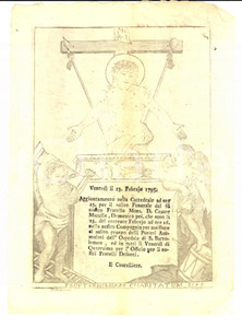 Stampa, bozzetto originale 1795 PALERMO Compagnia della CaritÃ  di SAN BARTOLOMEO  Inc. OGNIBENE 1