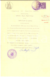 Documento originale, autentico 1928 COSIO VALTELLINO SO Certificato nascita Lucia Maria BACCOMO Documento 1