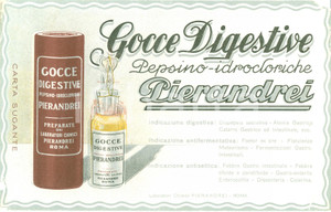 Materiale pubblicitario d’epoca 1950 ROMA Gocce digestive Laboratori PIERANDREI Carta sugante Farmaceutica 1