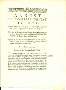 Documento originale, autentico 1722 PARIS Norme per ingresso vini e bevande in FRANCIA Editto 1