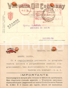 Cartolina originale da collezione 1935 GENOVA SocietÃ  VACUUM OIL COMPANY Cartolina commerciale FP VG 1