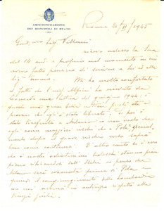 Manoscritto, lettera originale 1945 WW2 ROMA MONOPOLI DI STATO Gli odiatissimi tedeschi si ritirano dall Italia 1