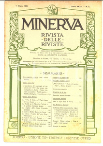 Giornale, rivista storica 1922 MINERVA La società per le ricerche psichiche e lo spiritismo Rivista n°5 1