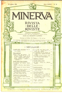 1923 MINERVA Rivista delle Riviste - L'umiditÃ  delle case nuove Anno XXXIII n 16 DATA: 16 agosto 1923 TITOLO: MINERVA - RIVISTA DELLE RIVISTE L'UMIDITA' DELLE CASE NUOVEAnno XXXIII N&deg; 16  DESCRIZIONE: Pubblicazione d'epoca con articoli e notizie su vari argomenti.PAGINE: 30  FORMATO: cm 19 x 27  CONDIZIONI: buone (ma alcune macchie in copertina)  Documento d'epoca, originale, autentico.     originale e autentica 1